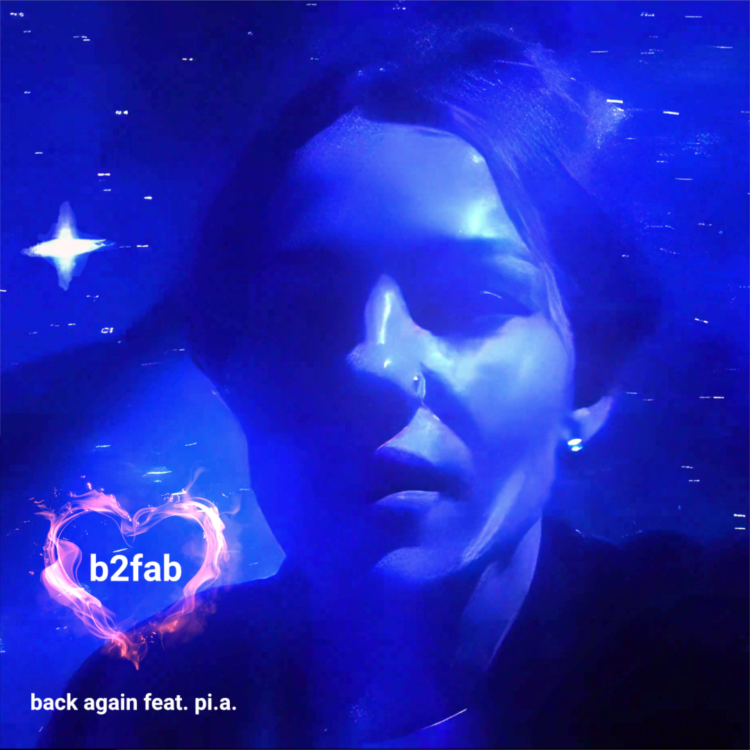 Back Again Cover a woman in a blue setting sprinkled with stars