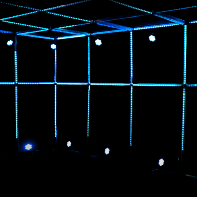 Stage backdrop blue led light cube